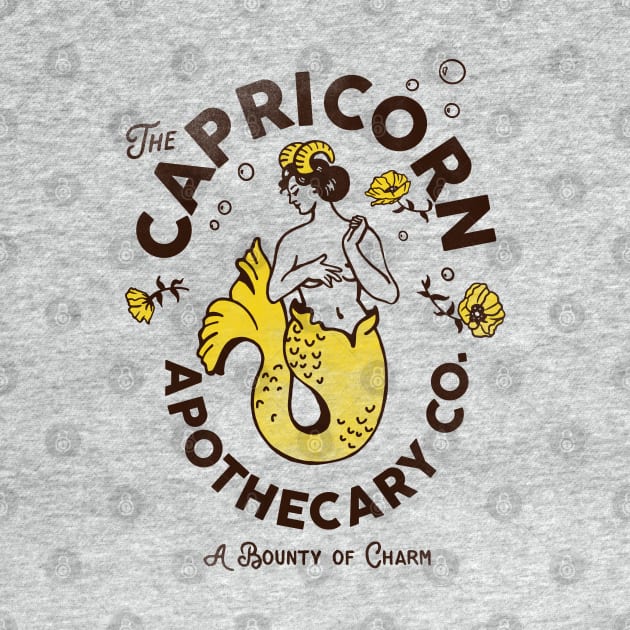 "Capricorn Apothecary Co: A Bounty Of Charm" Cool Zodiac Art by The Whiskey Ginger